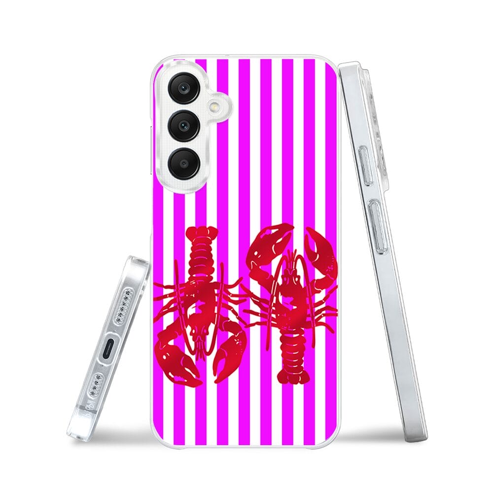 Etui do Samsung Galaxy A25 5G z MagSafe przeźroczyste, silikonowe Flexi, kraby z różowymi paskami - obrazek 3