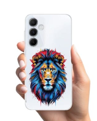 Etui do Samsung Galaxy A55 5G przeźroczyste, silikonowe Flexi, Dzika Mandala, Lew