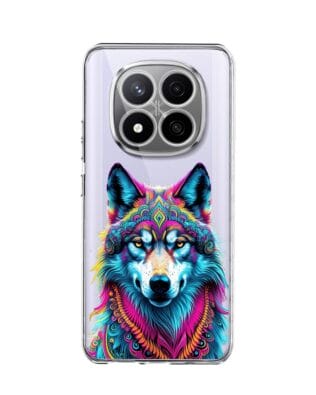 Etui do Xiaomi Redmi Note 14 Pro 4G przeźroczyste, silikonowe Flexi, Dzika Mandala, Wilk