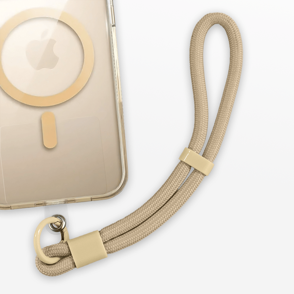 Regulowana smycz, krótki pasek na nadgarstek do telefonu, beżowa - obrazek 5