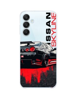 Etui do Samsung Galaxy M35 5G przeźroczyste, silikonowe Flexi, Szybkie Auta, czarny Skyline