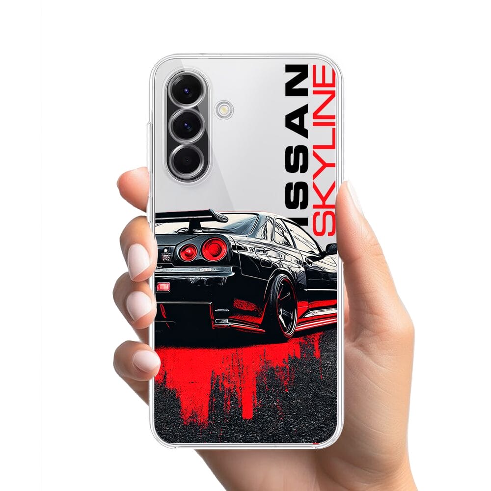Etui do Samsung Galaxy A56 5G przeźroczyste, silikonowe Flexi, Szybkie Auta, czarny Skyline - obrazek 2