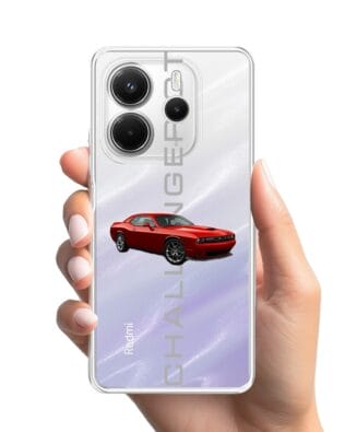 Etui do Xiaomi Redmi Note 14 5G przeźroczyste, silikonowe Flexi, Szybkie Auta, czerwony Challenger GT