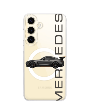 Etui do Samsung Galaxy S24 z MagSafe przeźroczyste, silikonowe Flexi, Szybkie Auta, Stalowe AMG-GT