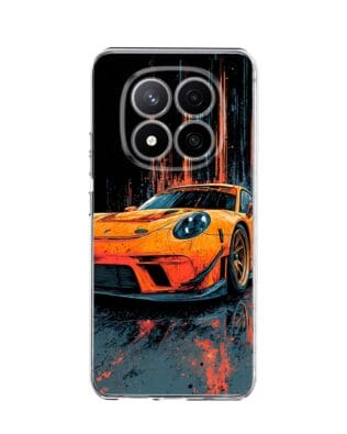 Etui do Xiaomi Redmi Note 14 Pro 4G przeźroczyste, silikonowe Flexi, Szybkie Auta, Pomarańczowa 911