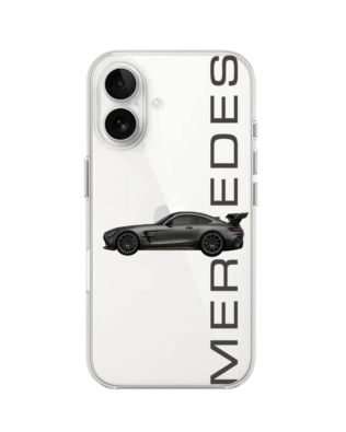 Etui do iPhone 16 Plus przeźroczyste, silikonowe Flexi, Szybkie Auta, Stalowe AMG-GT