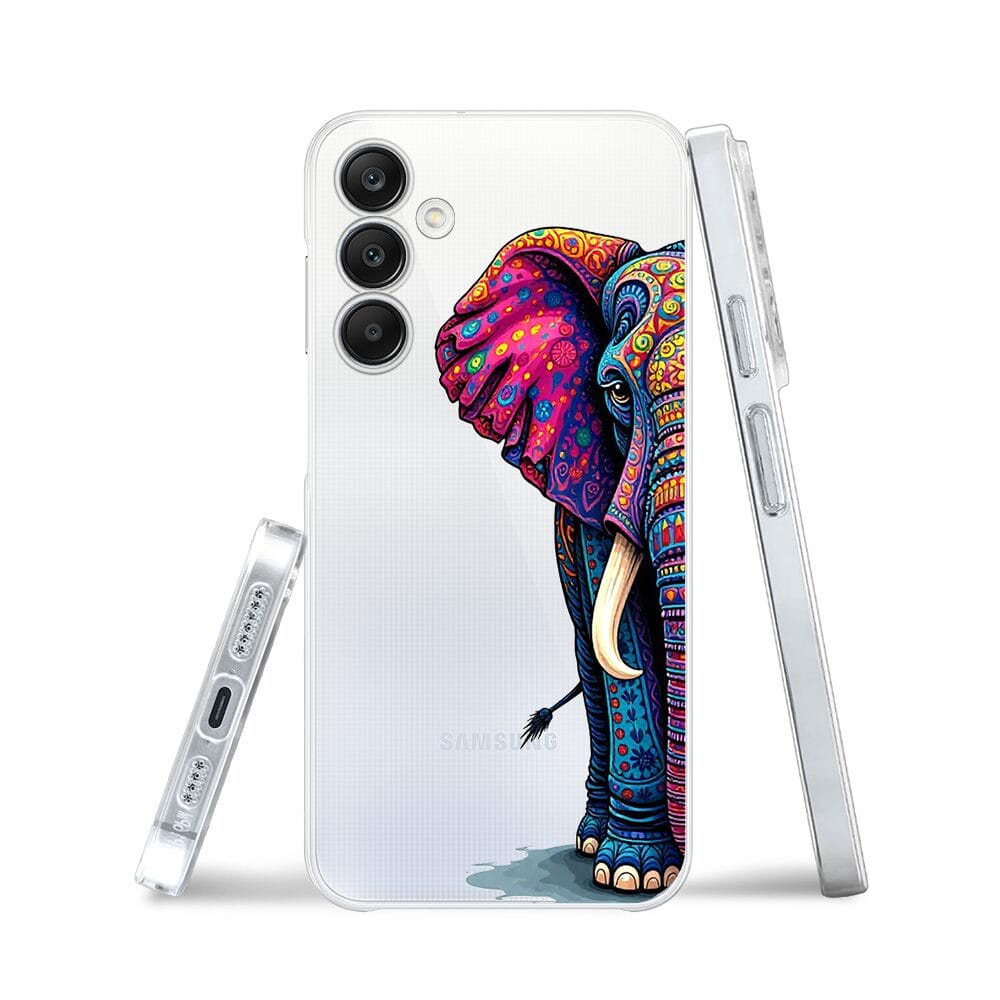 Etui do Samsung Galaxy A25 5G przeźroczyste, silikonowe Flexi, Dzika Mandala, Słoń - obrazek 3