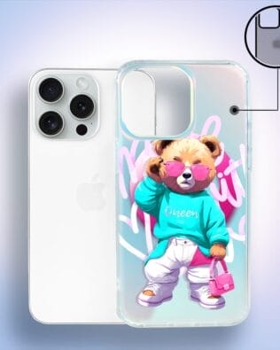 Etui do iPhone 16 Pro IBIZU California Sunset, zmieniające kolor, Pink Queen, stylowy miś