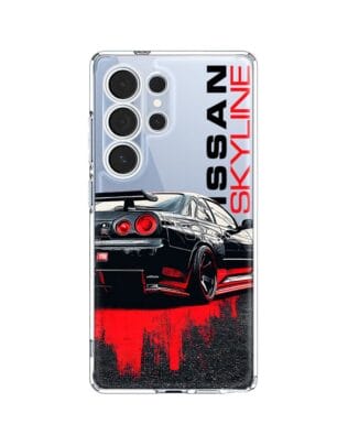 Etui do Samsung Galaxy S25 Ultra przeźroczyste, silikonowe Flexi, Szybkie Auta, czarny Skyline