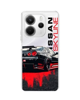 Etui do Xiaomi Redmi Note 14 4G przeźroczyste, silikonowe Flexi, Szybkie Auta, czarny Skyline