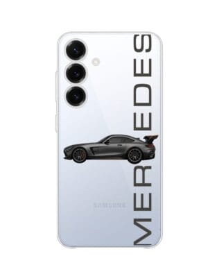 Etui do Samsung Galaxy S25 Plus przeźroczyste, silikonowe Flexi, Szybkie Auta, Stalowe AMG-GT