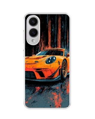 Etui do Samsung Galaxy S25 Edge z MagSafe przeźroczyste, silikonowe Flexi, Szybkie Auta, Pomarańczowa 911