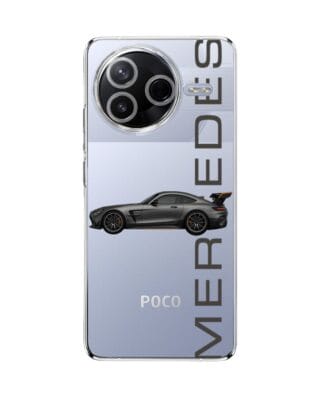 Etui do Xiaomi POCO F7 Pro przeźroczyste, silikonowe Flexi, Szybkie Auta, Stalowe AMG-GT