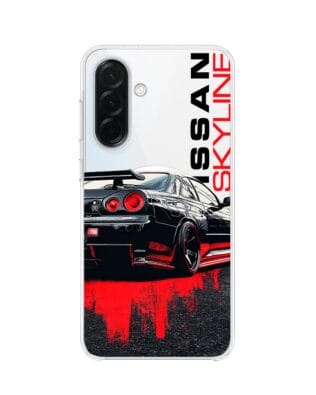 Etui do Samsung Galaxy A36 5G z MagSafe przeźroczyste, silikonowe Flexi, Szybkie Auta, czarny Skyline