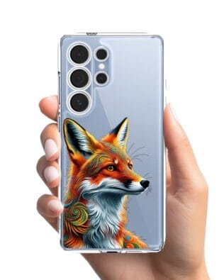 Etui do Samsung Galaxy S25 Ultra przeźroczyste, silikonowe Flexi, Dzika Mandala, Twarz lisa