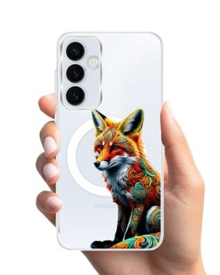 Etui do Samsung Galaxy A35 5G z MagSafe przeźroczyste, silikonowe Flexi, Dzika Mandala, Lis