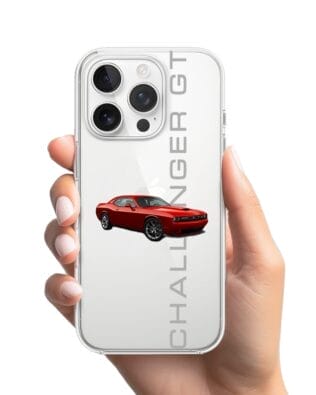 Etui do iPhone 13 Pro przeźroczyste, silikonowe Flexi, Szybkie Auta, czerwony Challenger GT