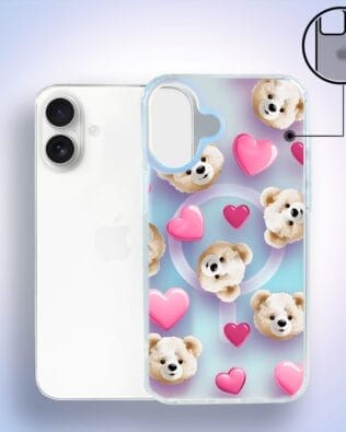 Etui do iPhone 16 Plus IBIZU California Sunset z MagSafe, zmieniające kolor, Love Mood, miś i serduszka