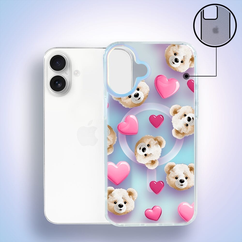 Etui do iPhone 16 Plus IBIZU California Sunset z MagSafe, zmieniające kolor, Love Mood, miś i serduszka - obrazek 2