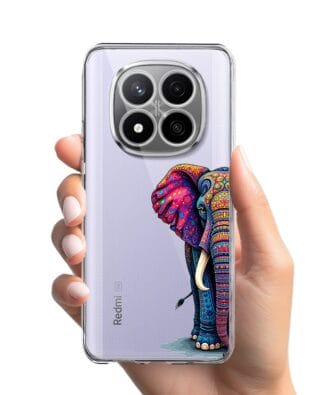 Etui do Xiaomi Redmi Note 14 Pro 4G przeźroczyste, silikonowe Flexi, Dzika Mandala, Słoń