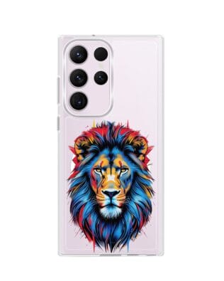 Etui do Samsung Galaxy S23 Ultra z MagSafe przeźroczyste, silikonowe Flexi, Dzika Mandala, Lew