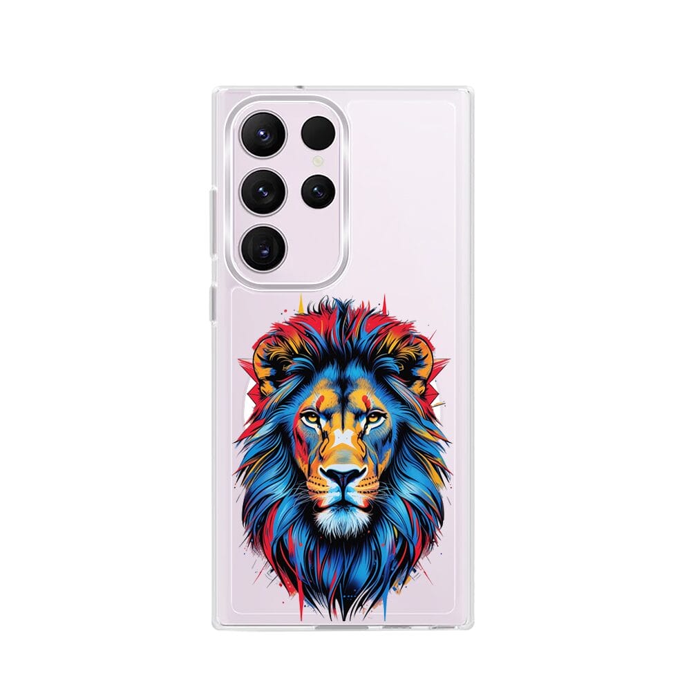 Etui do Samsung Galaxy S23 Ultra z MagSafe przeźroczyste, silikonowe Flexi, Dzika Mandala, Lew