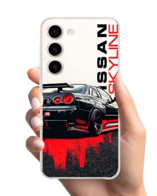 Etui do Samsung Galaxy S23 FE 5G przeźroczyste, silikonowe Flexi, Szybkie Auta, czarny Skyline