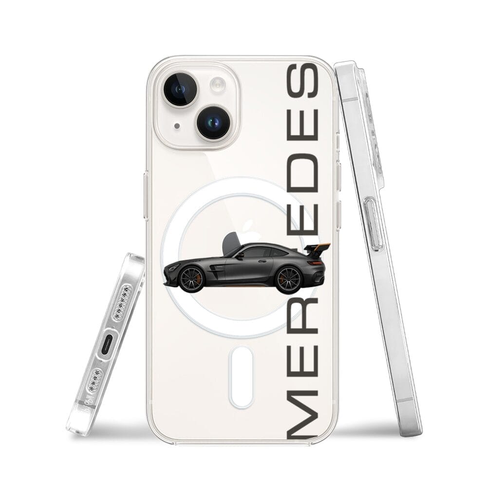 Etui do iPhone 13 z MagSafe przeźroczyste, silikonowe Flexi, Szybkie Auta, Stalowe AMG-GT - obrazek 3