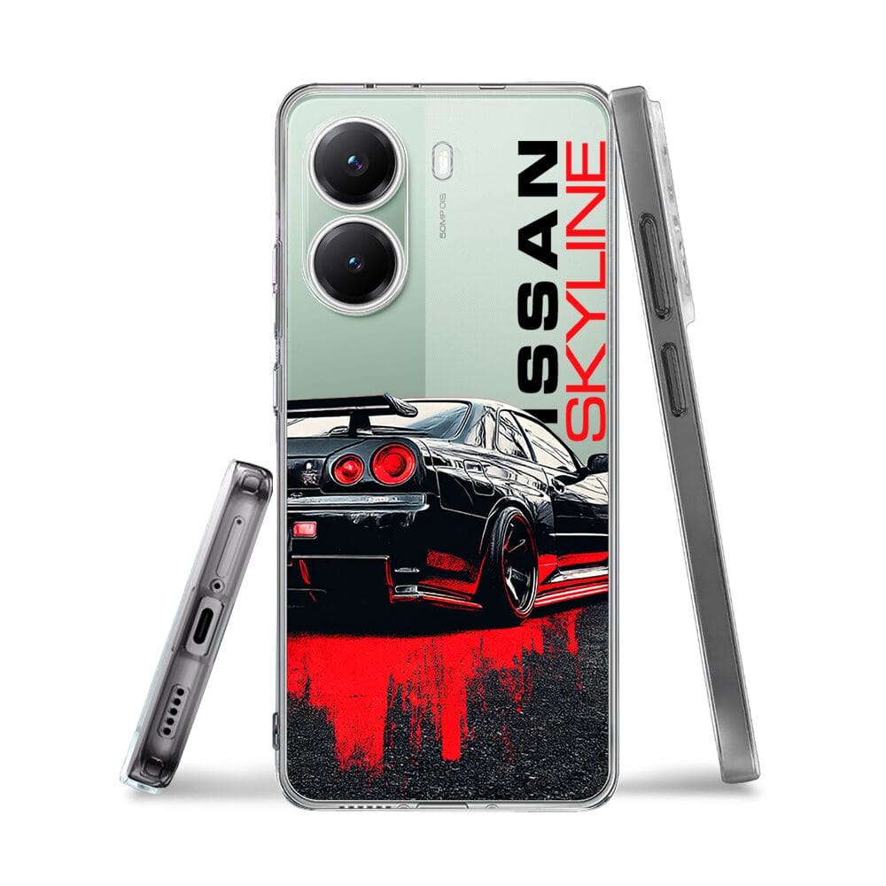 Etui do Xiaomi POCO X7 Pro przeźroczyste, silikonowe Flexi, Szybkie Auta, czarny Skyline - obrazek 3