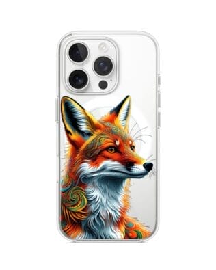 Etui do iPhone 13 Pro z MagSafe przeźroczyste, silikonowe Flexi, Dzika Mandala, Twarz lisa