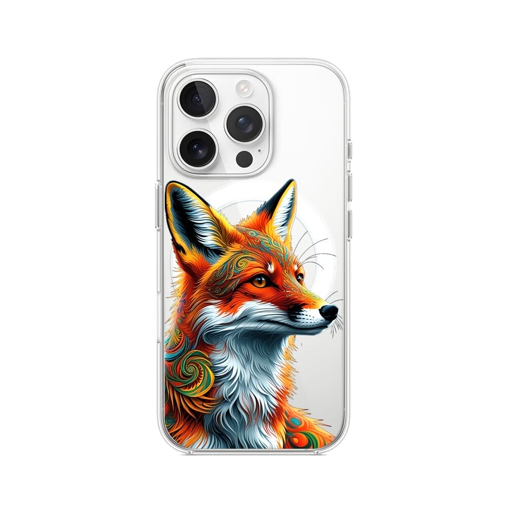 Etui do iPhone 13 Pro z MagSafe przeźroczyste, silikonowe Flexi, Dzika Mandala, Twarz lisa