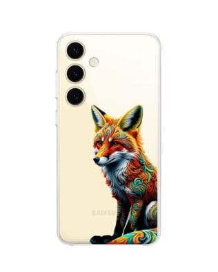 Etui do Samsung Galaxy S24 przeźroczyste, silikonowe Flexi, Dzika Mandala, Lis