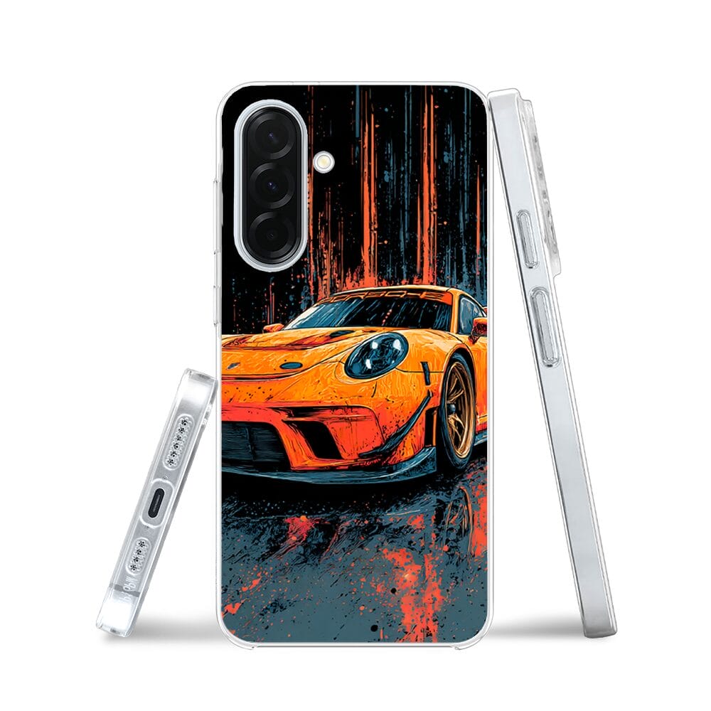 Etui do Samsung Galaxy A36 5G z MagSafe przeźroczyste, silikonowe Flexi, Szybkie Auta, Pomarańczowa 911 - obrazek 3