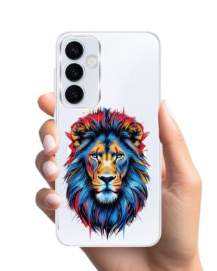 Etui do Samsung Galaxy A55 5G z MagSafe przeźroczyste, silikonowe Flexi, Dzika Mandala, Lew