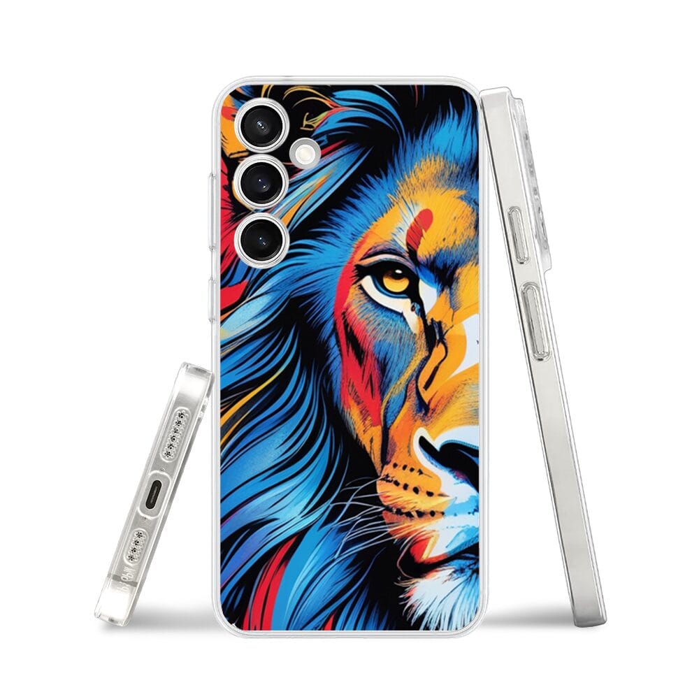 Etui do Samsung Galaxy S23 przeźroczyste, silikonowe Flexi, Dzika Mandala, Lwie spojrzenie - obrazek 3