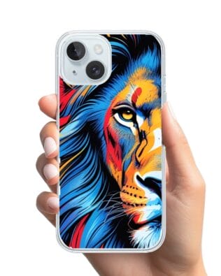 Etui do iPhone 15 z MagSafe przeźroczyste, silikonowe Flexi, Dzika Mandala, Lwie spojrzenie