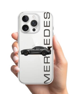 Etui do iPhone 16 Pro przeźroczyste, silikonowe Flexi, Szybkie Auta, Stalowe AMG-GT