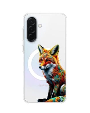 Etui do Samsung Galaxy A36 5G z MagSafe przeźroczyste, silikonowe Flexi, Dzika Mandala, Lis