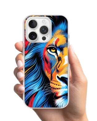 Etui do iPhone 16 Pro Max z MagSafe przeźroczyste, silikonowe Flexi, Dzika Mandala, Lwie spojrzenie