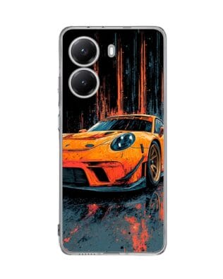Etui do Xiaomi POCO X7 Pro przeźroczyste, silikonowe Flexi, Szybkie Auta, Pomarańczowa 911
