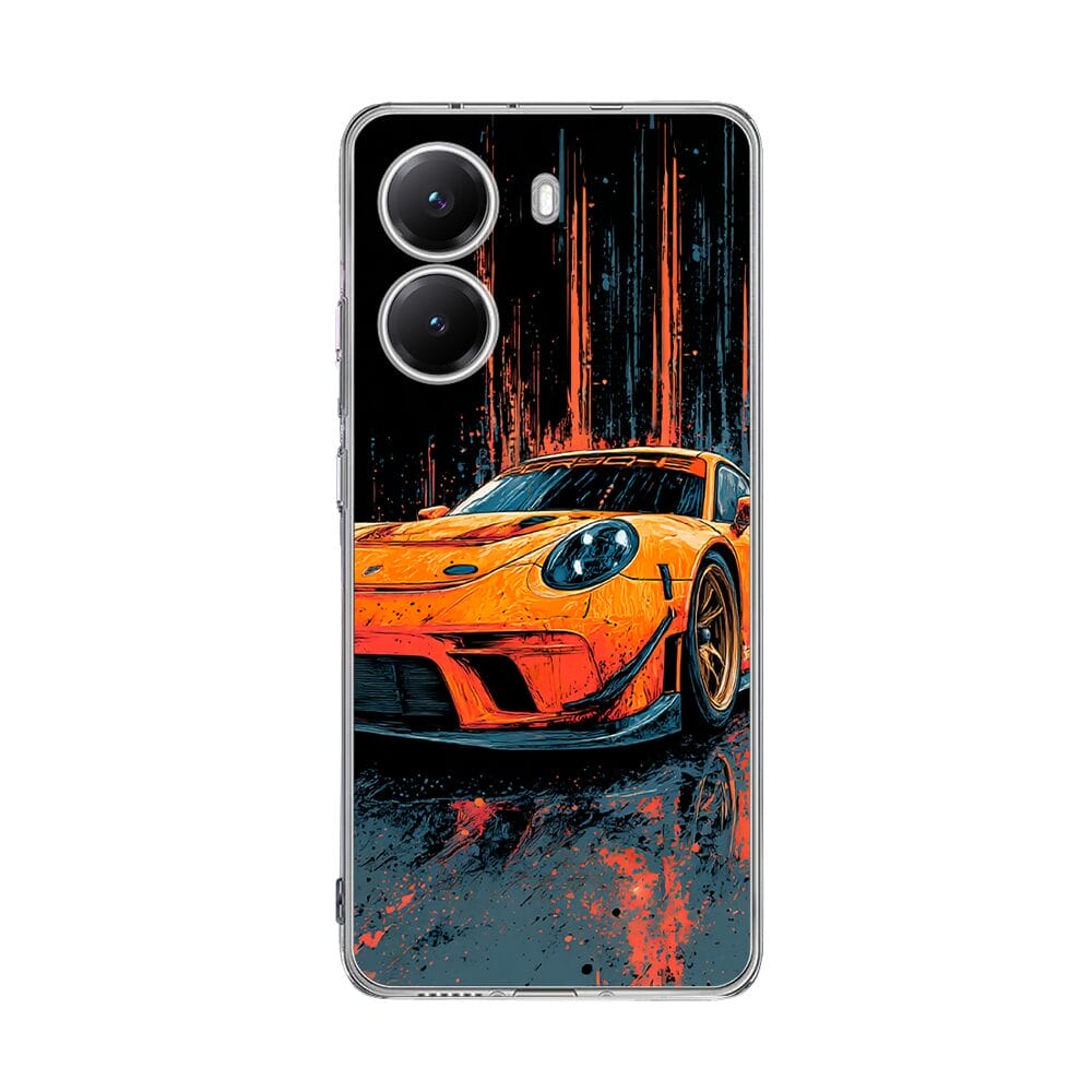 Etui do Xiaomi POCO X7 Pro przeźroczyste, silikonowe Flexi, Szybkie Auta, Pomarańczowa 911