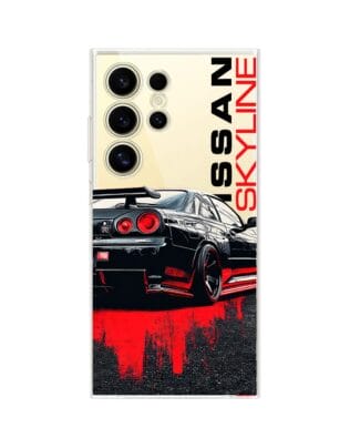 Etui do Samsung Galaxy S24 Ultra przeźroczyste, silikonowe Flexi, Szybkie Auta, czarny Skyline