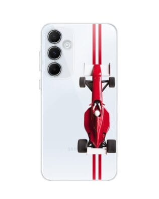Etui do Samsung Galaxy A35 5G przeźroczyste, silikonowe Flexi, Szybkie Auta, czerwone F1