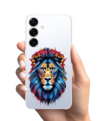 Etui do Samsung Galaxy S25 przeźroczyste, silikonowe Flexi, Dzika Mandala, Lew