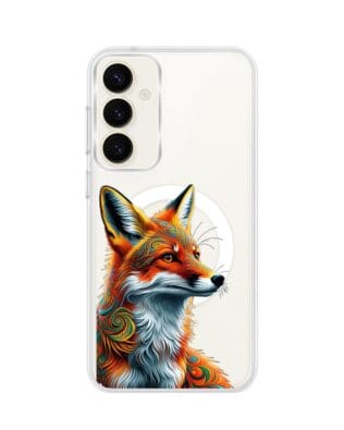 Etui do Samsung Galaxy S23 z MagSafe przeźroczyste, silikonowe Flexi, Dzika Mandala, Twarz lisa