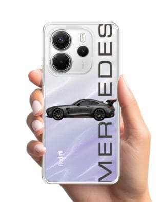 Etui do Xiaomi Redmi Note 14 4G przeźroczyste, silikonowe Flexi, Szybkie Auta, Stalowe AMG-GT