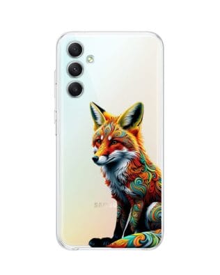 Etui do Samsung Galaxy A34 5G przeźroczyste, silikonowe Flexi, Dzika Mandala, Lis