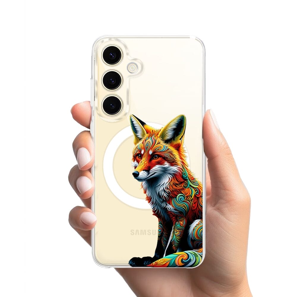 Etui do Samsung Galaxy S24 Plus z MagSafe przeźroczyste, silikonowe Flexi, Dzika Mandala, Lis - obrazek 2