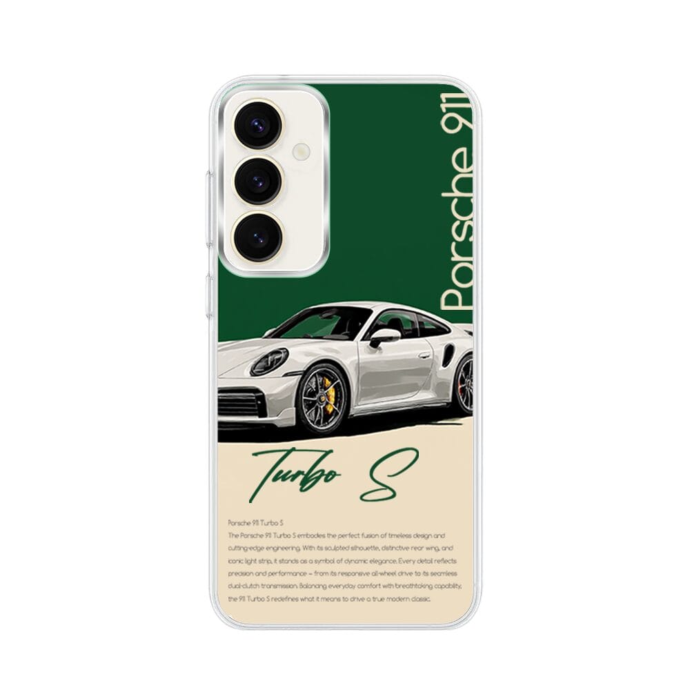 Etui do Samsung Galaxy S23 z MagSafe przeźroczyste, silikonowe Flexi, Szybkie Auta, Elegancja 911