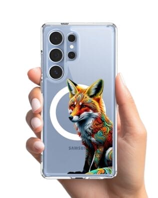 Etui do Samsung Galaxy S25 Ultra z MagSafe przeźroczyste, silikonowe Flexi, Dzika Mandala, Lis